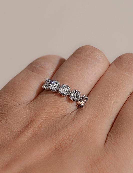 Old Mine Cushion Diamond Five Stone Wedding Band Wedding Band