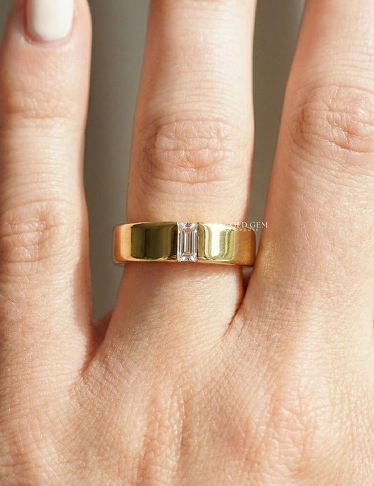 Baguette Diamond Wide Men`s Wedding Band Wedding Band