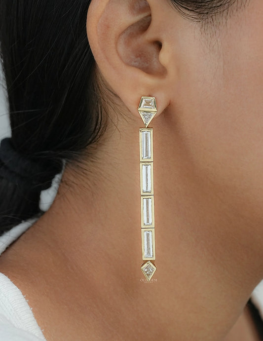 Multi Shape Lab Grown Diamond Linear Drop Earrings Earrings