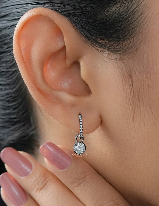 Edwardian Era OEC Round Cut Hoop Earrings Earrings