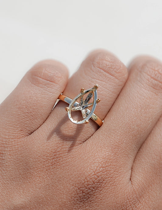 Old Mine Pear Semi Mount Ring