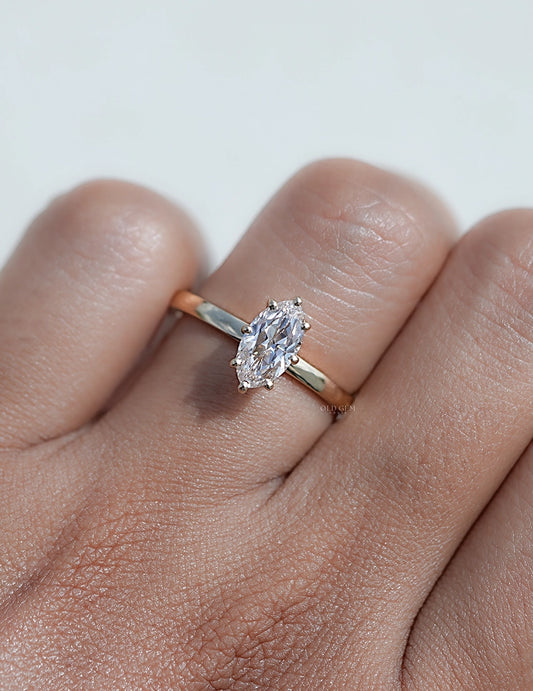 Old Mine Moval Solitaire Ring Engagement Ring