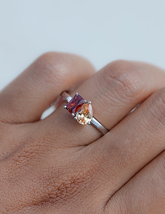 Multiple Gemstone Toi Et Moi Ring Engagement Ring