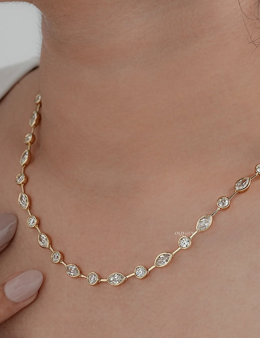 Old Mine Marquise Lab Diamond Necklace