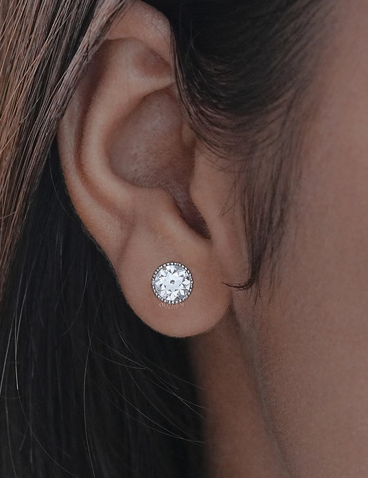 Old European Round Cut Milgrain Stud Earrings Earrings