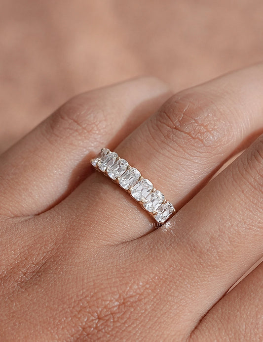 Old Mine Cushion Half Eternity Band Wedding Band