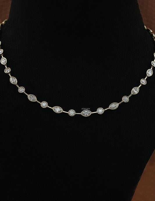 Bezel Set Old Cut Lab Grown Diamond Necklace Necklaces