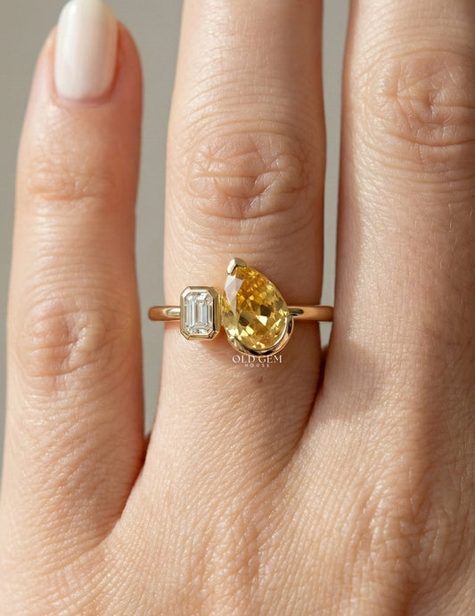 Fancy Yellow Pear Lab Diamond Toi Et Moi Ring