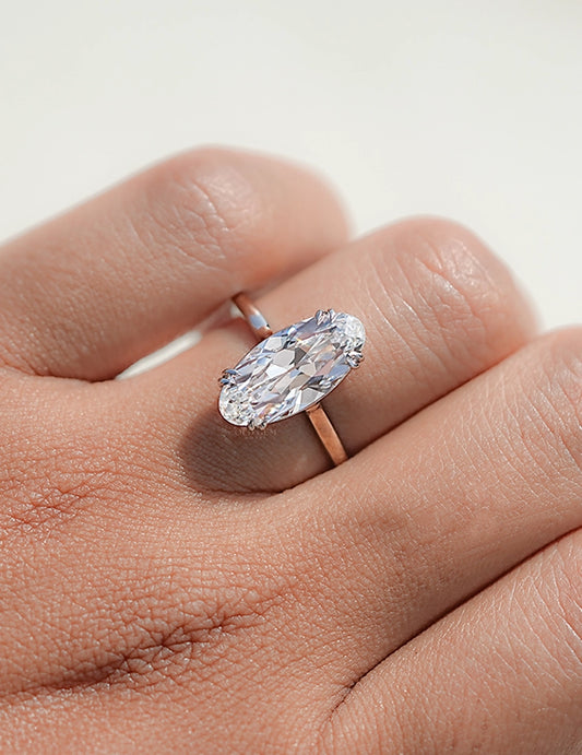 Old Mine Moval Diamond Ring Engagement Ring