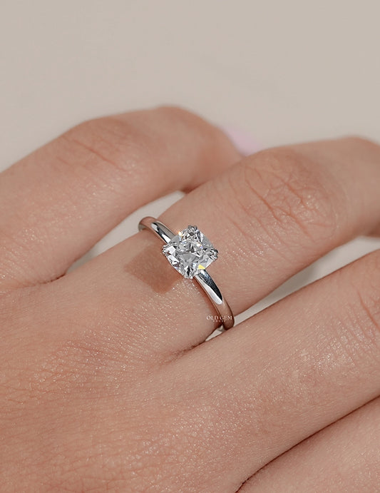 Old Mine Square Cushion Lab Diamond Solitaire Ring