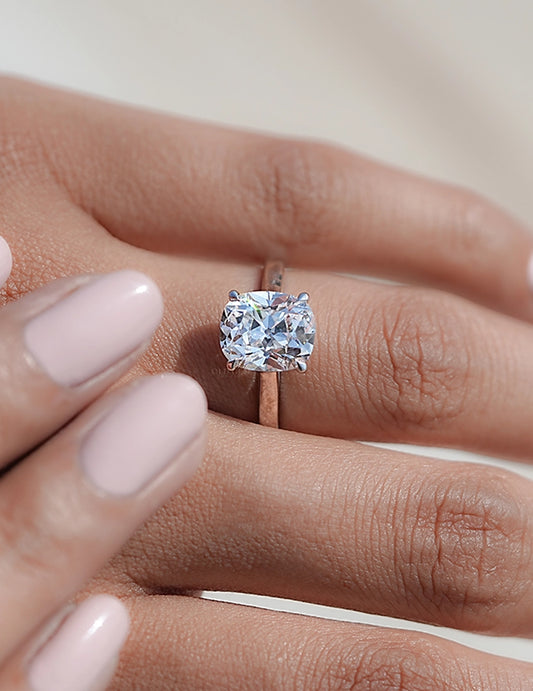 Old Mine Cushion Cut Solitaire Ring Engagement Ring