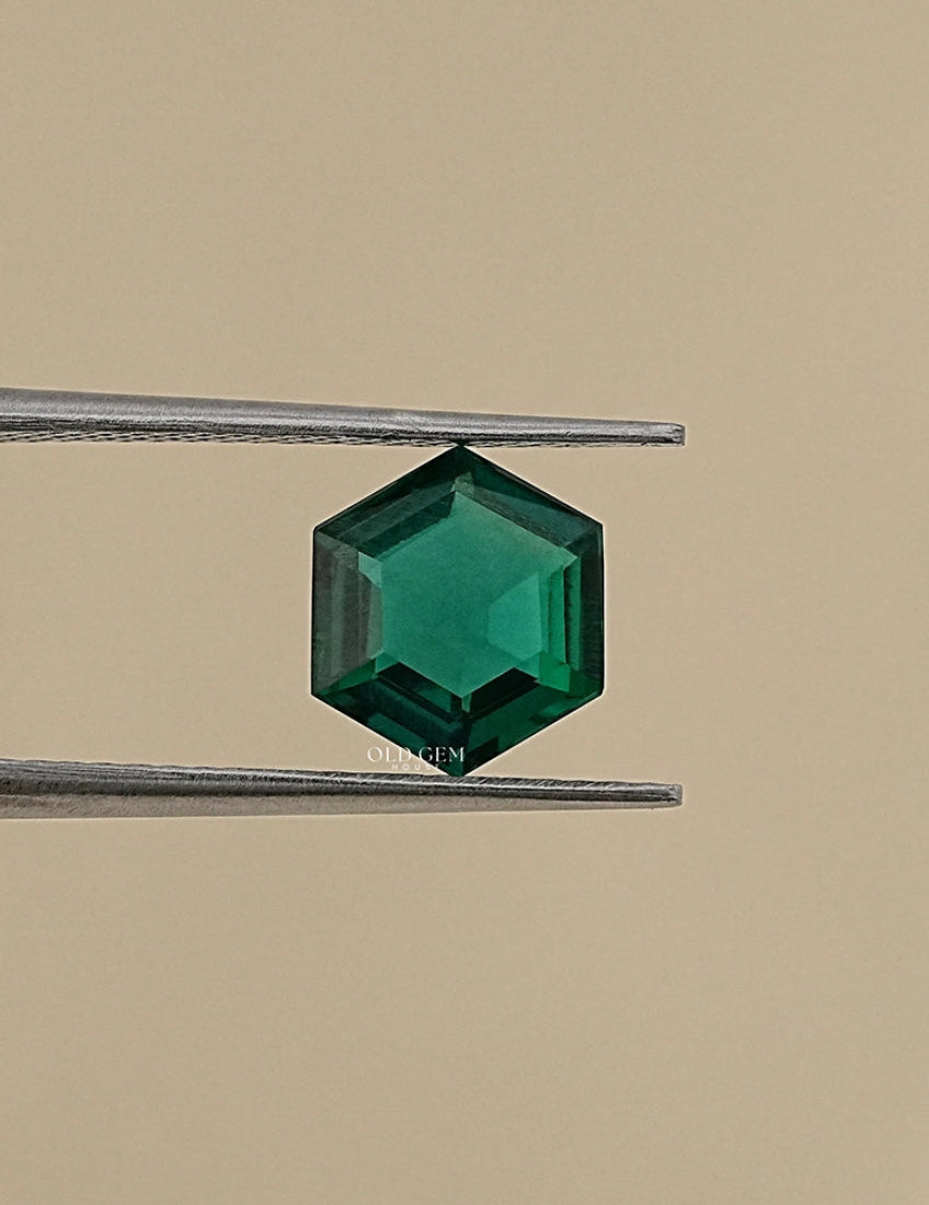 Green Emerald Hexagon Lab Gemstone Gemstone