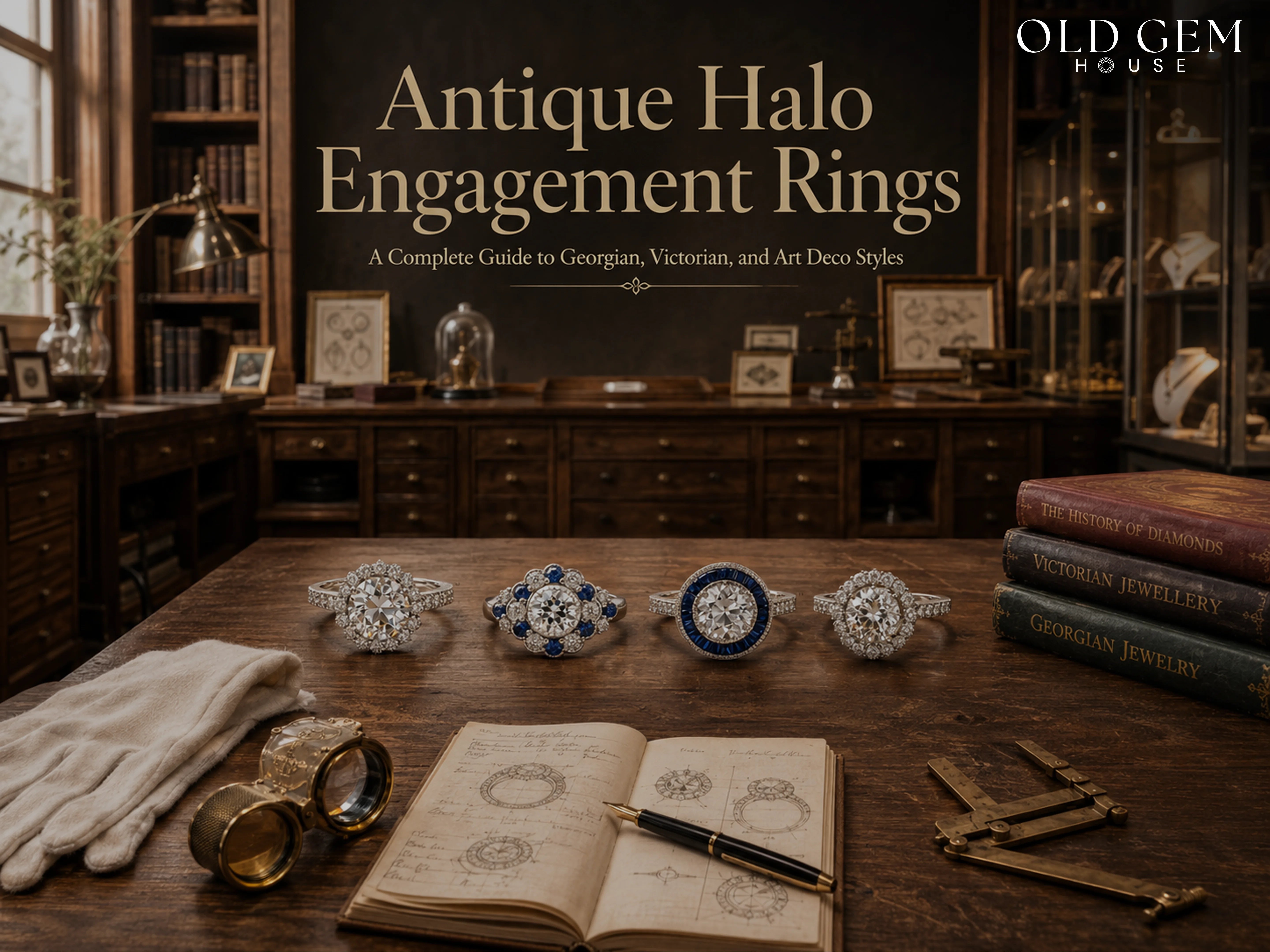 Antique Halo Engagement Rings: A Complete Guide to Georgian, Victorian, and Art Deco Styles