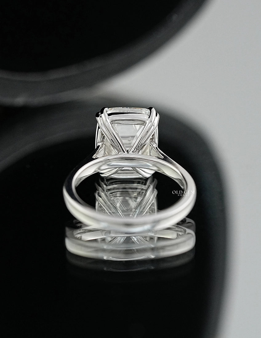 Elongated Old Mine Cushion Cut Lab Grown Diamond Solitaire Ring