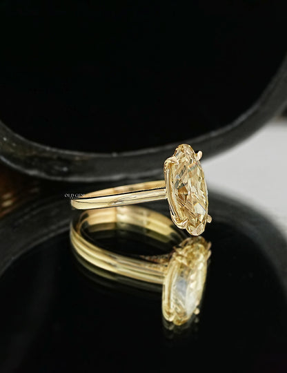 Old Mine Moval Shape Lab Diamond Solitaire Ring