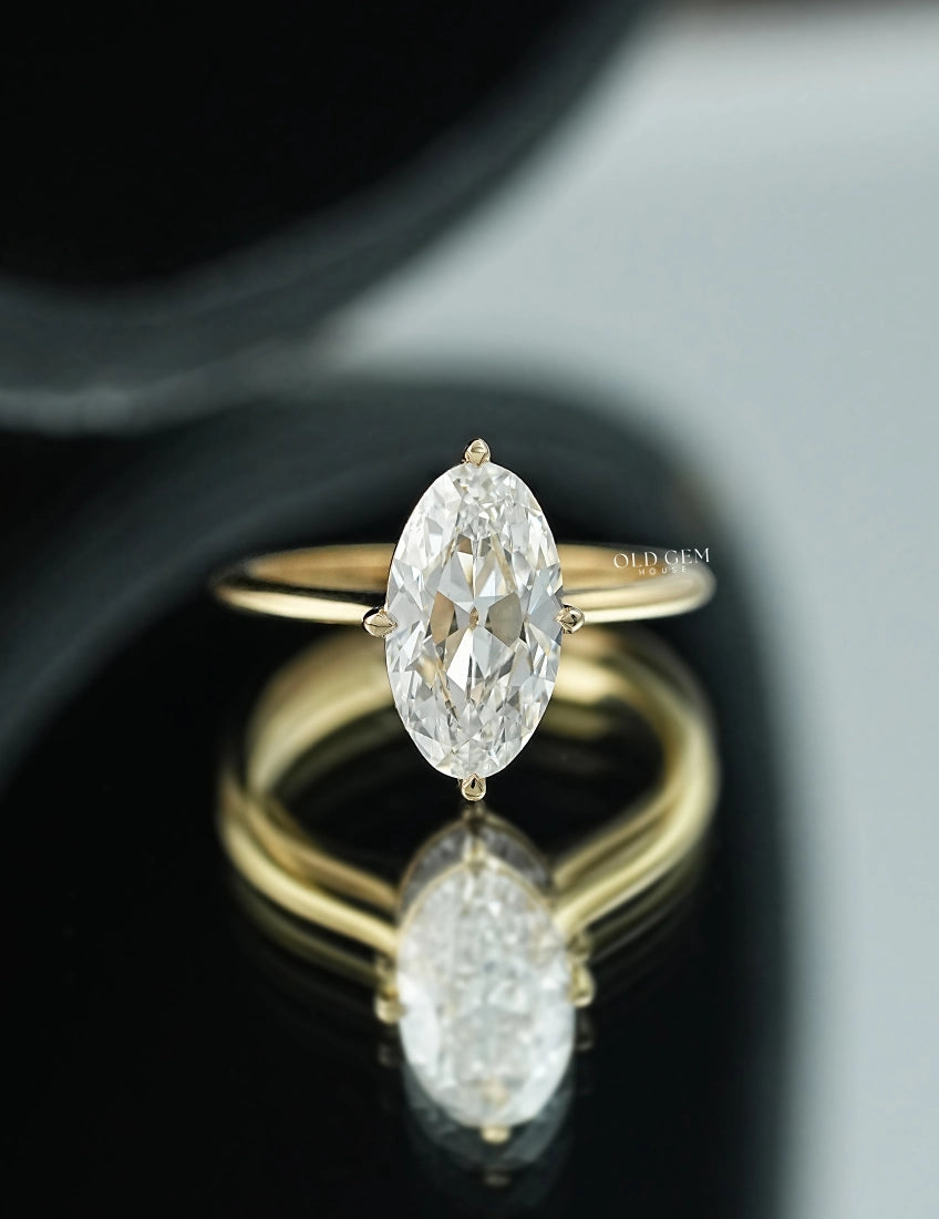2.10 CT Old Mine Moval Lab Grown Solitaire Ring Engagement Ring