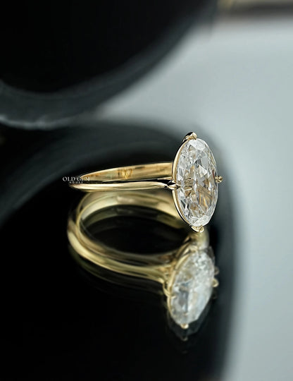 2.10 CT Old Mine Moval Lab Grown Solitaire Ring