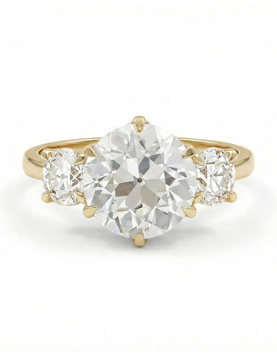 1900s Victorian OEC Round Cut Lab Diamond Three Stone Ring