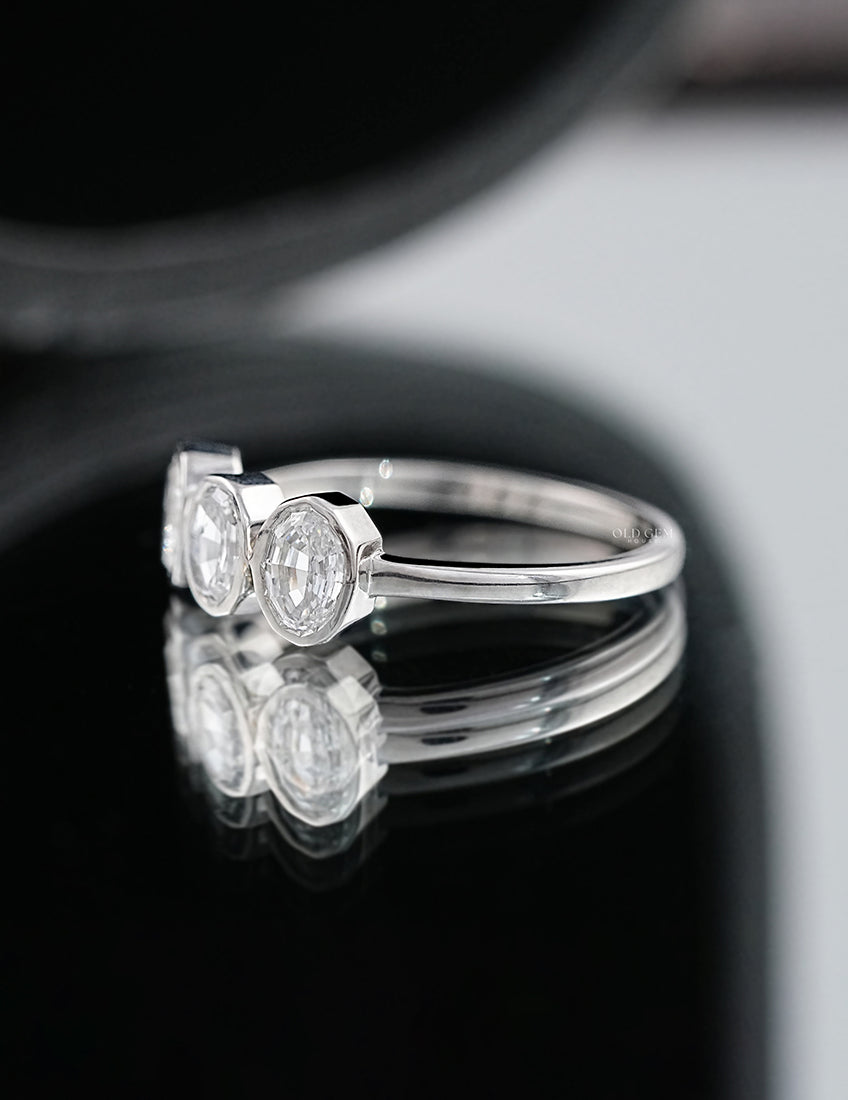 Step Cut Oval Trilogy Ring