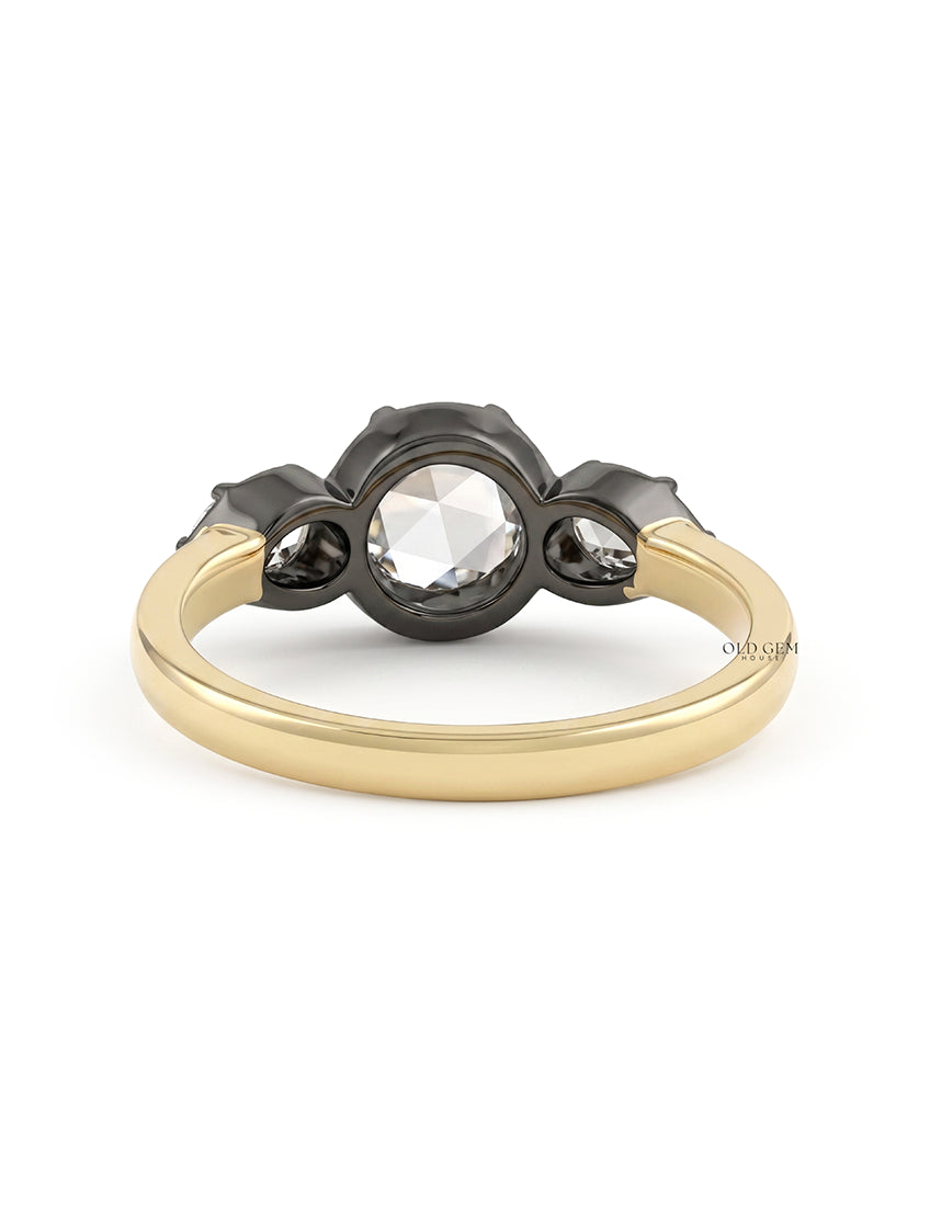 3 stone Rose Cut Lab Diamond Ring
