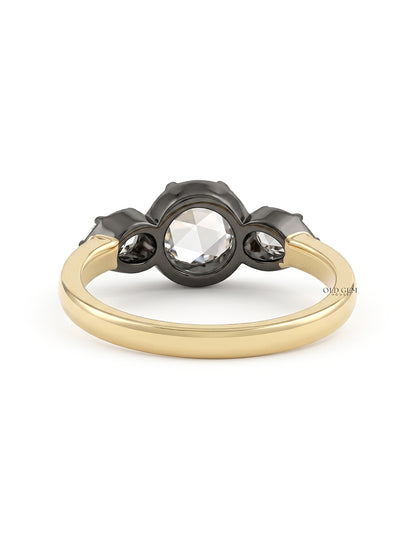3 stone Rose Cut Lab Diamond Ring