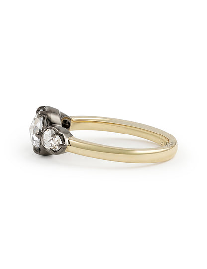3 stone Rose Cut Lab Diamond Ring