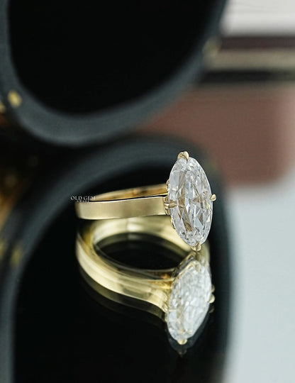Old Mine Moval Lab Diamond Solitaire Ring