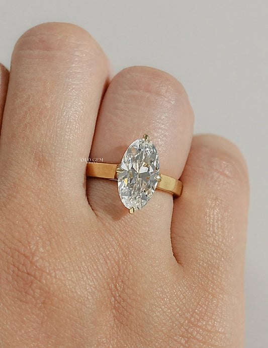 Old Mine Moval Lab Diamond Solitaire Ring
