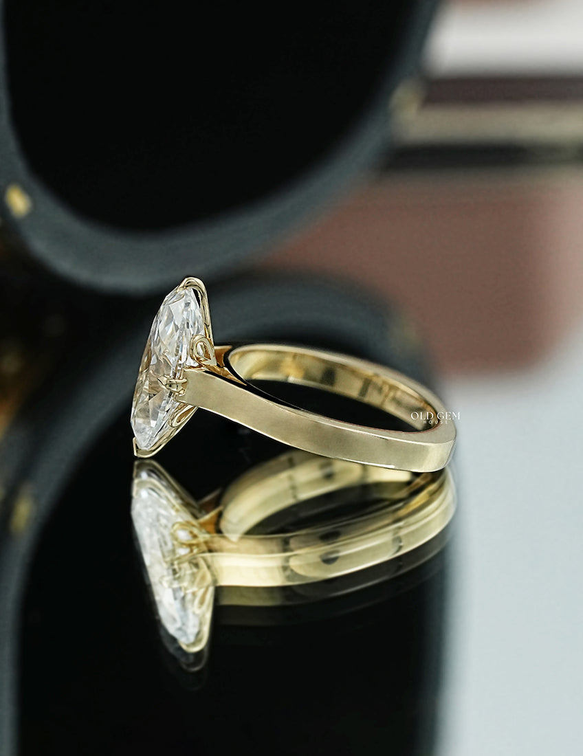 Old Mine Moval Lab Diamond Solitaire Ring