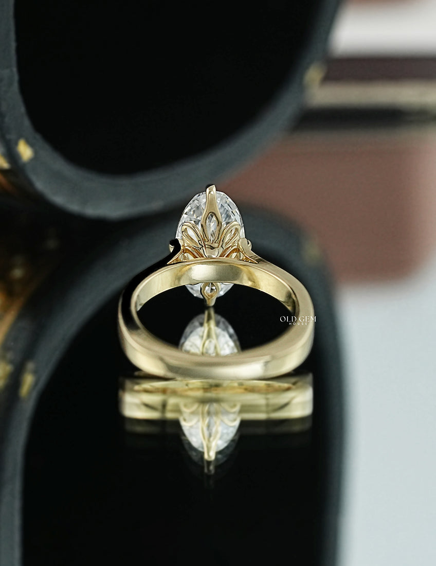 Old Mine Moval Lab Diamond Solitaire Ring