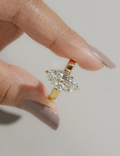 Old Mine Moval Lab Diamond Solitaire Ring