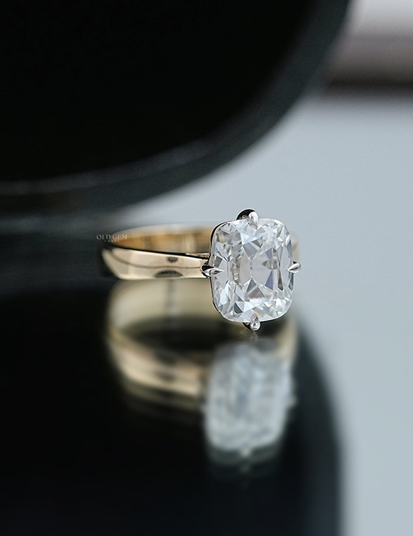 Old Mine Cushion Ring Engagement Ring