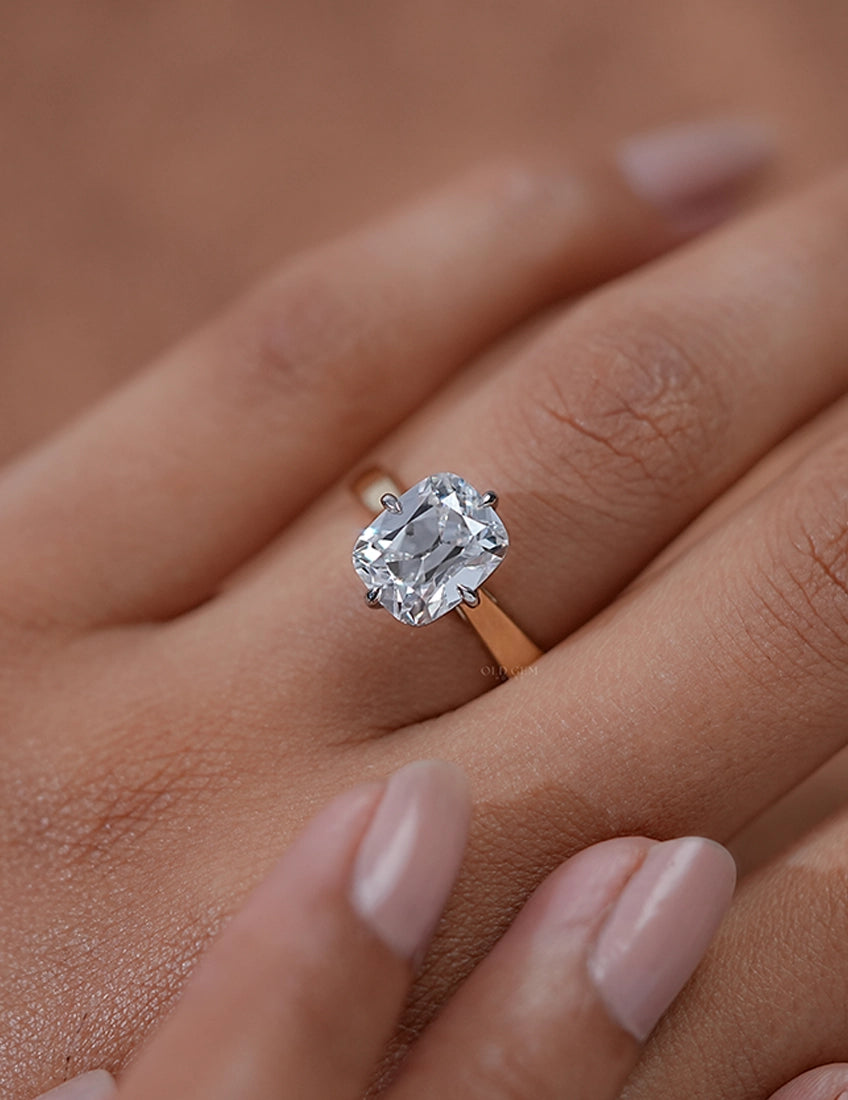 Old Mine Cushion Ring Engagement Ring