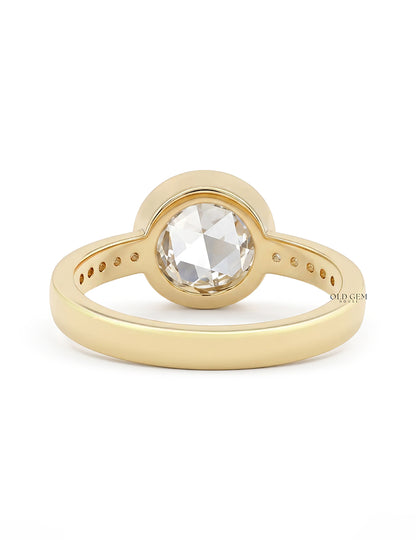 Rose Cut Round Accent Diamond  Engagement Ring