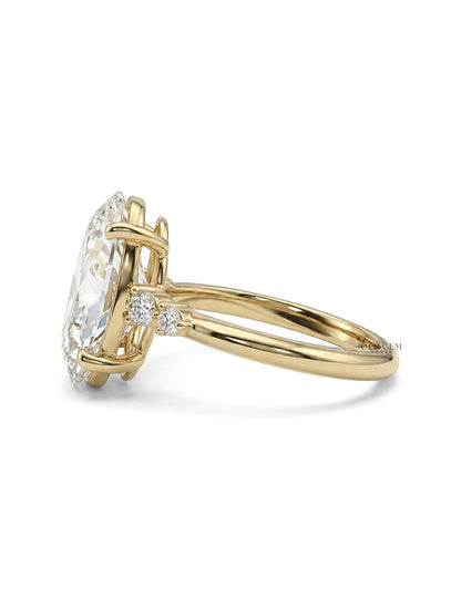 Georgian Old Mine Moval Lab Diamond Accent Set Ring Engagement Ring
