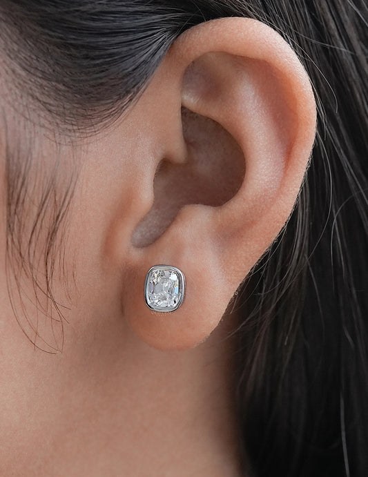 Elongated Old Mine Cut Bezel Stud