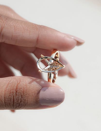 Old Mine Pear Semi Mount Ring