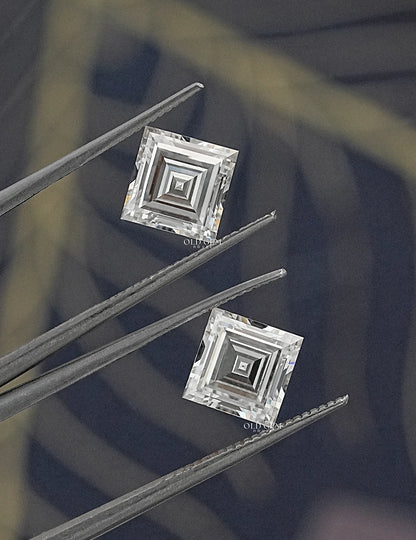 Antique Carre Cut Lab Grown Loose Matching Pair