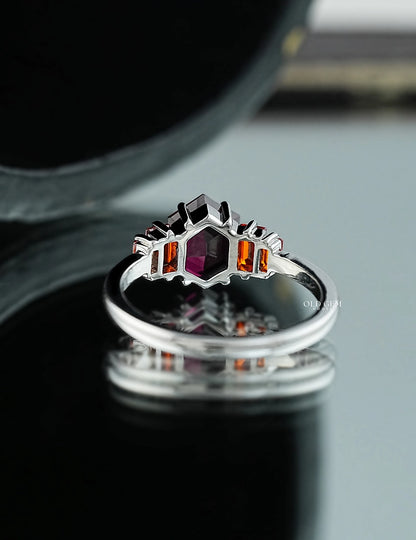 Antique Hexagon Shape Five Stone Wedding Ring