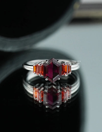 Antique Hexagon Shape Five Stone Wedding Ring