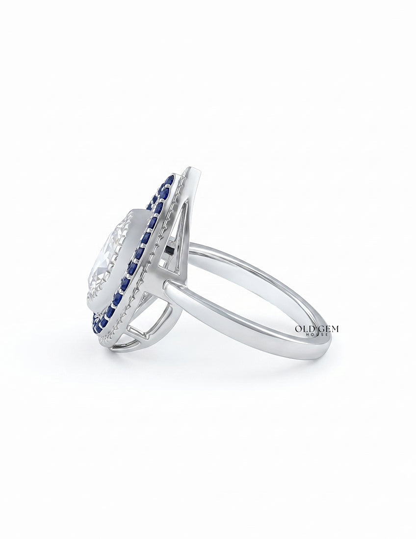 Old Mine Pear Cut Sapphire Halo Engagement Ring Engagement Ring