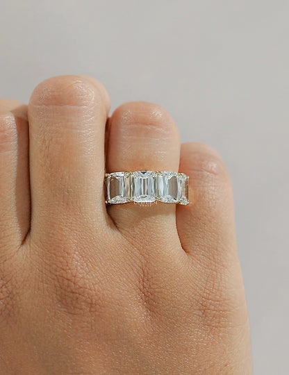 Shallow Ashoka Cut Five Stone Band - Georgian Era Wedding Band
