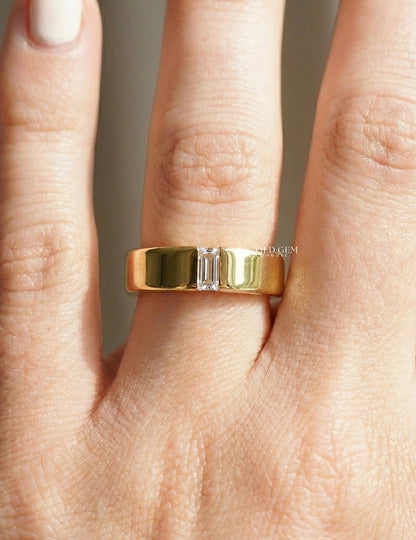 Baguette Diamond Wide Men`s Wedding Band Wedding Band