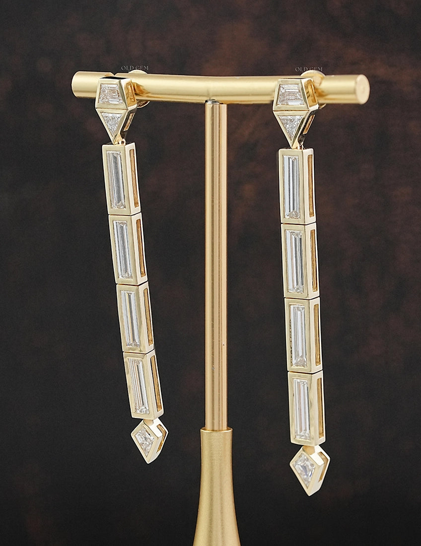 Multi Shape Lab Grown Diamond Linear Drop Earrings