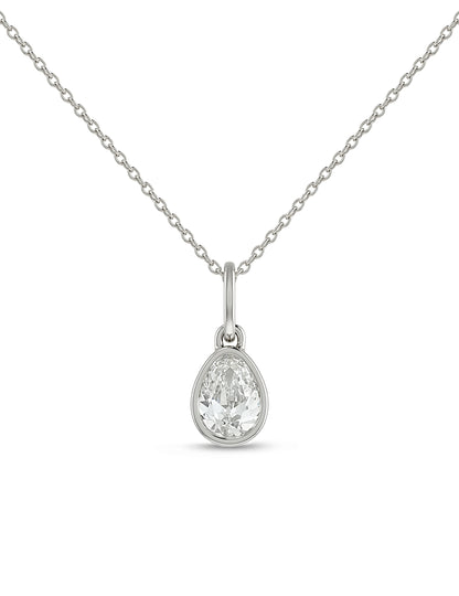 Bezel Set Old Mine Pear Cut Diamond Pendant Necklaces