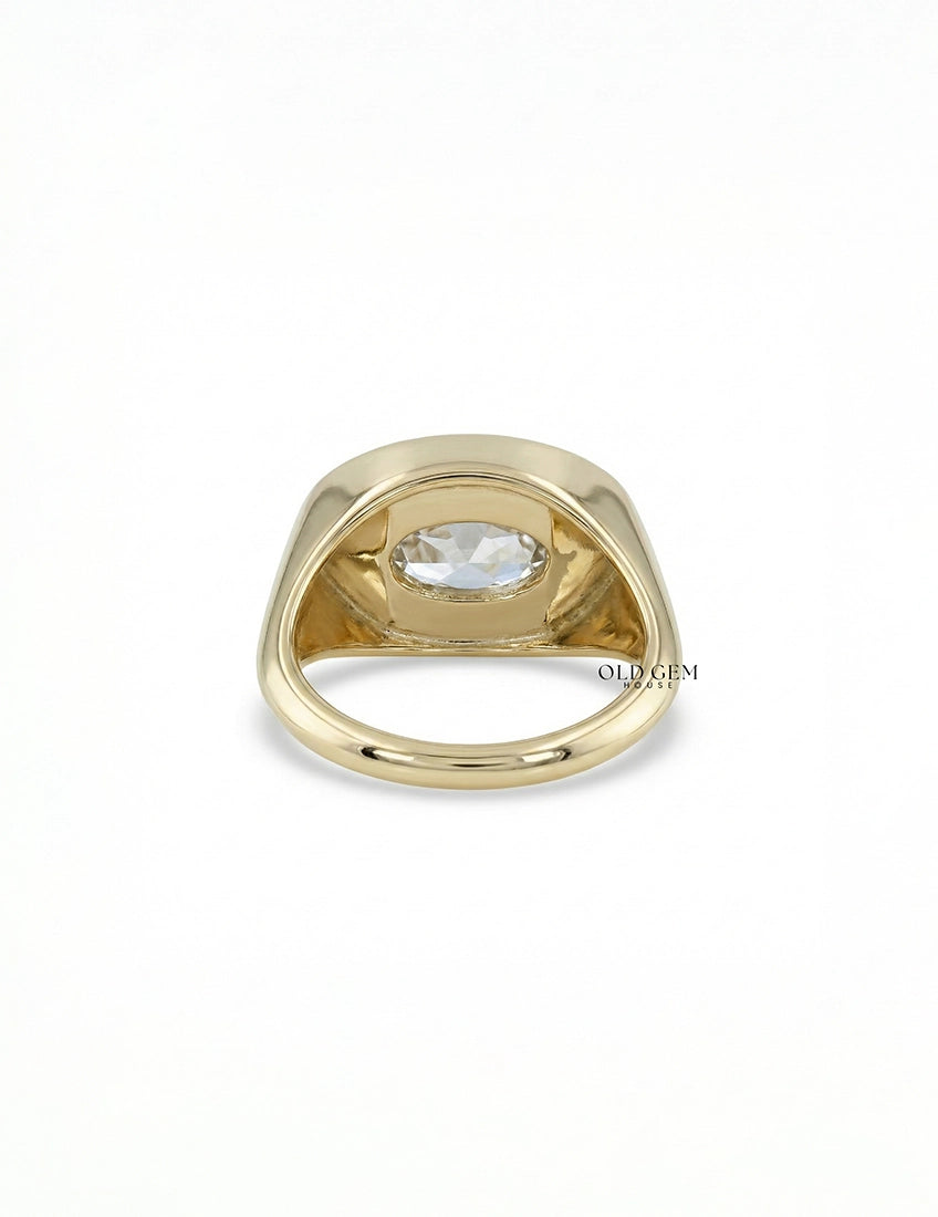 Georgian Old Mine Moval Bezel Setting Ring Engagement RingMen's Jewelry