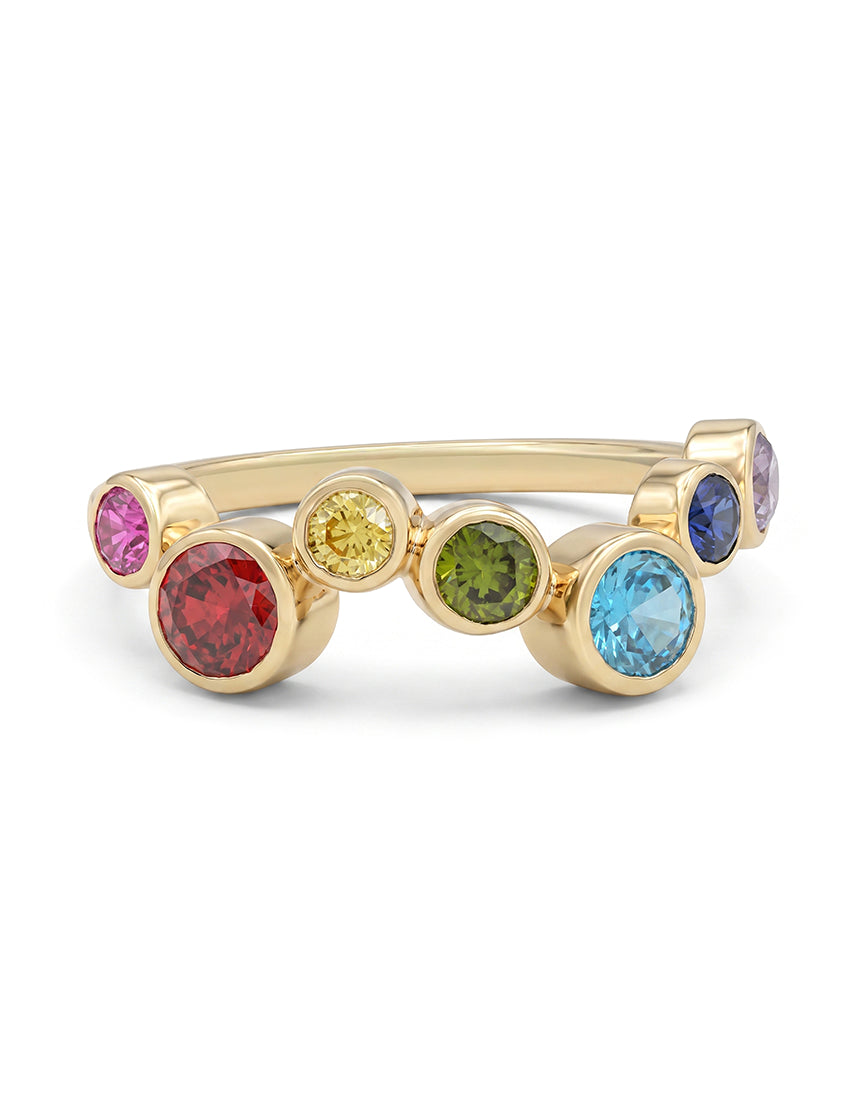 Multicolor Gemstone Rainbow Wedding Ring