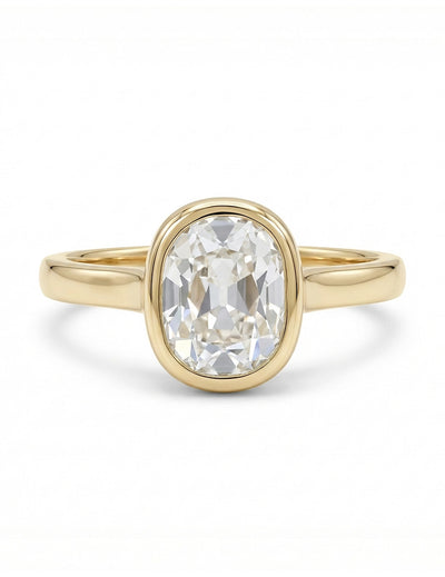 Georgian Bezel Set Old Mine Cushion Diamond Solitaire Ring