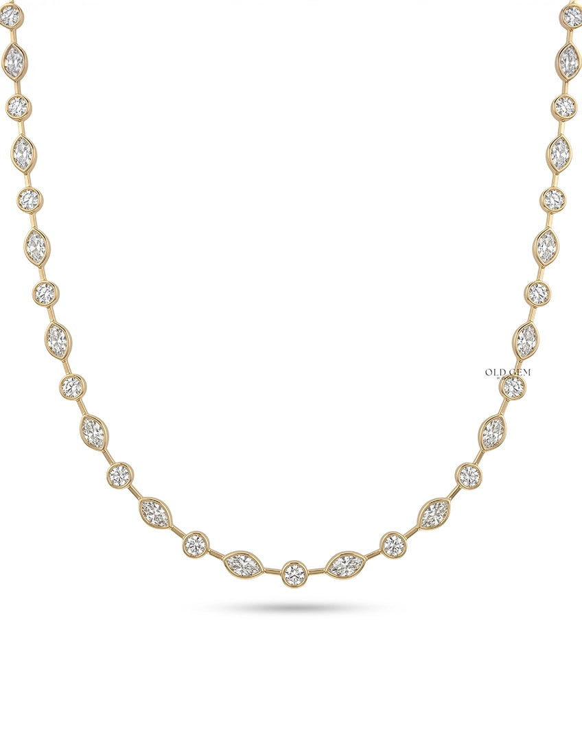 Bezel Set Old Cut Lab Grown Diamond Necklace Necklaces