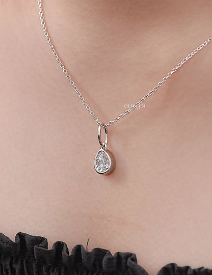 Bezel Set Old Mine Pear Pendant
